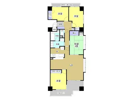 ベルジュ成子坂(4LDK/5階)の間取り写真