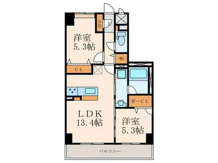 M THE BE KOKURA ENTRADA(2LDK/2階)の間取り写真