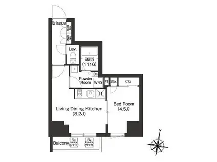 ミリアレジデンス広尾(1LDK/4階)の間取り写真