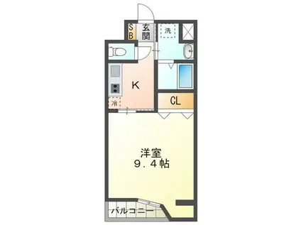 ルラシオン江戸橋(1K/2階)の間取り写真