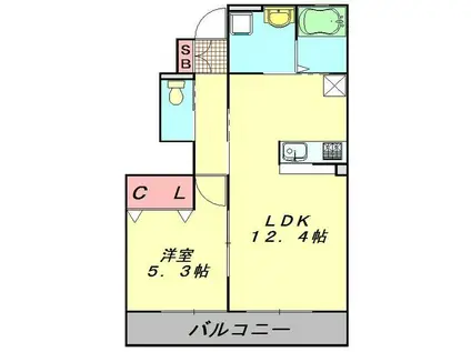 アムールイースト(1LDK/1階)の間取り写真