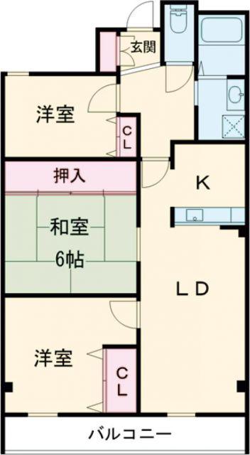サンワプラザ福崎III(3LDK/4階)の間取り写真