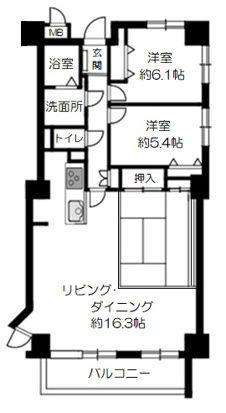ライフプラザ熊谷(2LDK/1階)の間取り写真