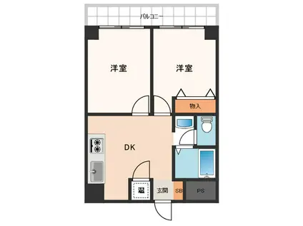 GSハイム日本橋(2DK/6階)の間取り写真