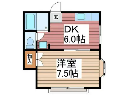 サンハイツ松原(1DK/1階)の間取り写真