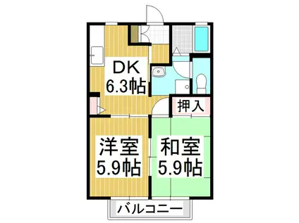 エクセルK2(2DK/1階)の間取り写真
