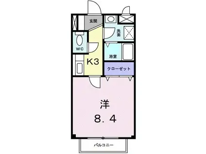 コーポ・アンソレイエ(1K/1階)の間取り写真