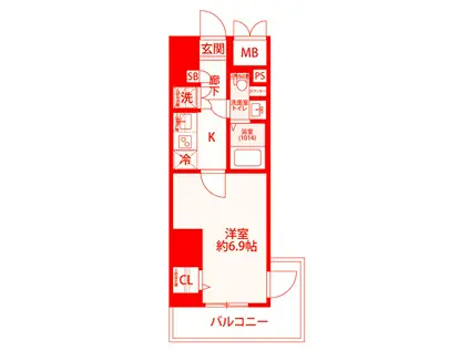 プレール・ドゥーク川崎V(1K/4階)の間取り写真