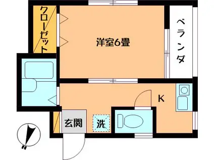 コーポ・ケーワン(1K/2階)の間取り写真