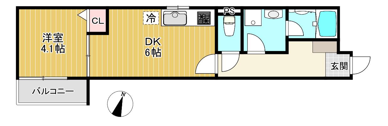 S APT.門真城垣町(1DK/3階)の間取り写真