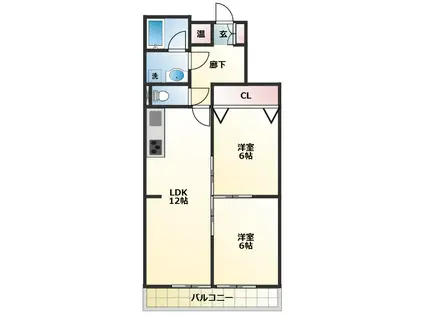 モンテフレンテ(2LDK/3階)の間取り写真