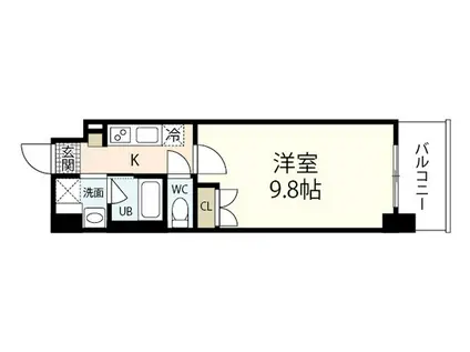 LION平和大通(1K/8階)の間取り写真