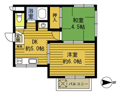 ルナ・ロサ(2DK/3階)の間取り写真