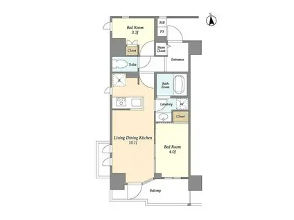 アプリーレ東中野(2LDK/3階)の間取り写真