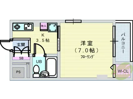 US-1南桜塚(1K/2階)の間取り写真