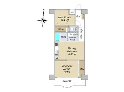 ルモン中津(2DK/2階)の間取り写真