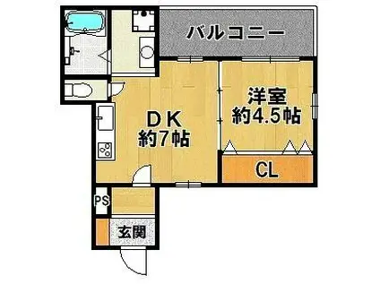 ハートフル広野II(1DK/1階)の間取り写真