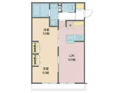 XEBEC経堂(1K/2階)の間取り写真