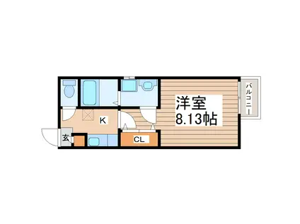 クレフラスト台原駅前(1K/2階)の間取り写真