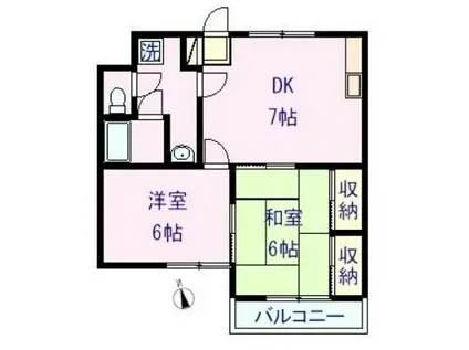 ハイツテラオ(2DK/1階)の間取り写真