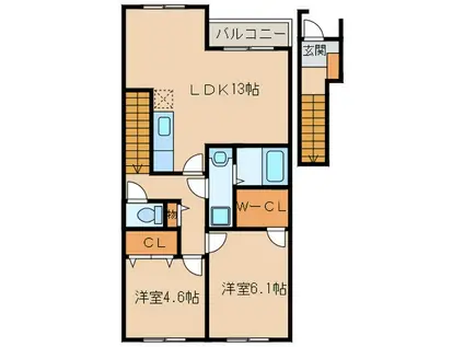 セピアコート(2LDK/2階)の間取り写真