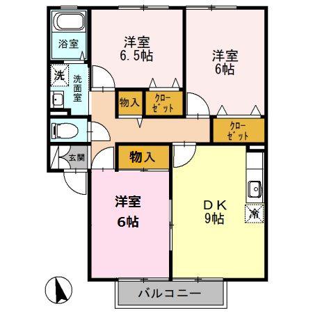 シャルマン二番館A棟(3DK/2階)の間取り写真
