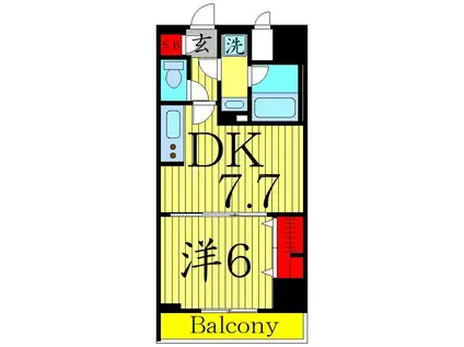 ルフレプレミアム押上イースト(1DK/3階)の間取り写真