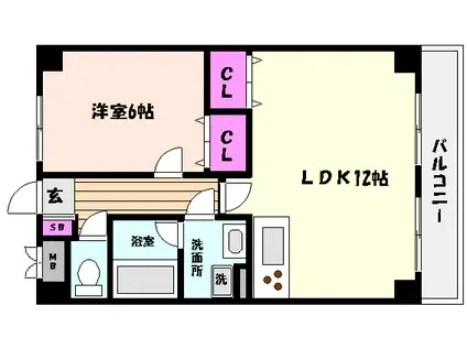 メゾンド芦屋ウエスト(1LDK/5階)の間取り写真