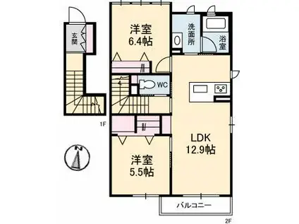 ブランプレサンジュ(2LDK/2階)の間取り写真