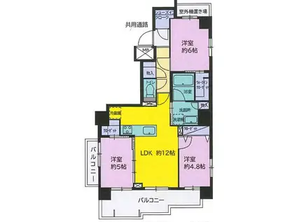 コージーコート茅ヶ崎(3LDK/6階)の間取り写真