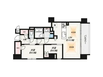 ファインレジデンス烏丸五条(2LDK/2階)の間取り写真