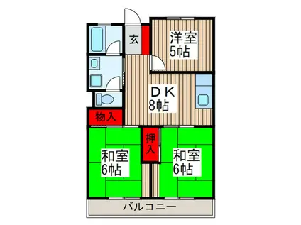 都築ハイツ(3DK/3階)の間取り写真