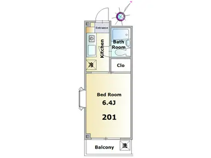 アーバンハイツ(1K/2階)の間取り写真