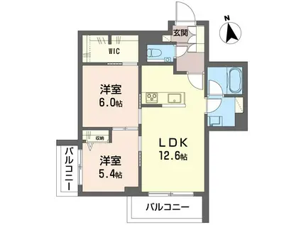 グランソワM(2LDK/1階)の間取り写真