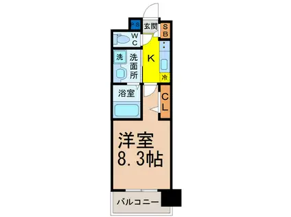 パルティール名駅北(1K/11階)の間取り写真