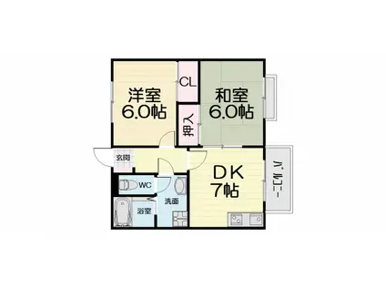 モアクレスト花田公園B棟(2DK/3階)の間取り写真