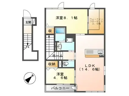 プラム ガーデン ヒルズ(2LDK/2階)の間取り写真