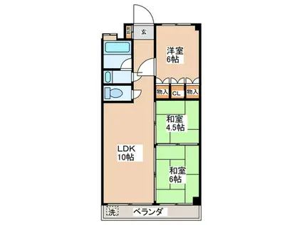 キョウエイハイツ小平(3LDK/5階)の間取り写真