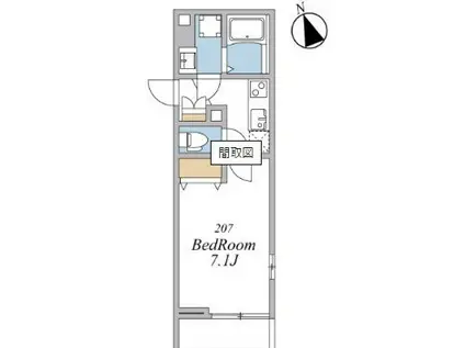 ウインドテラス津田沼II(1K/2階)の間取り写真
