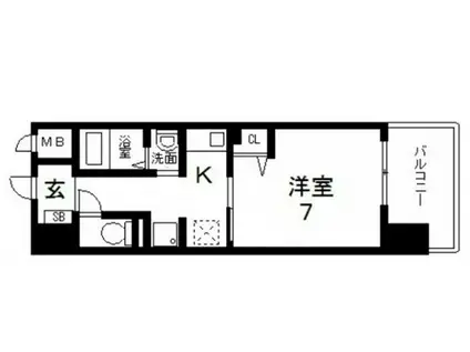 ラ・フォーレ久宝園(1K/3階)の間取り写真