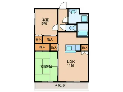 キヨパレス(2LDK/2階)の間取り写真