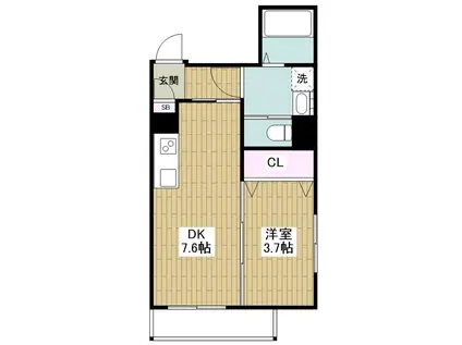 ウィステリア メイデン(1DK/2階)の間取り写真