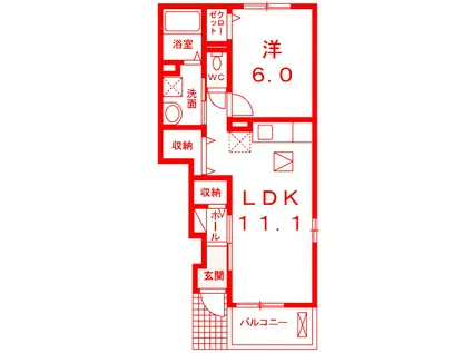 コートロティ-(1LDK/1階)の間取り写真