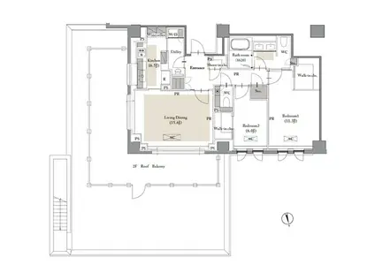 ROPPONGI PLACID 六本木プラシッド(2LDK/2階)の間取り写真