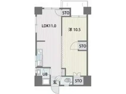 大濠公園ハイツ(1LDK/2階)の間取り写真