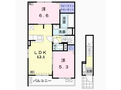 オパルス(2LDK/2階)の間取り写真
