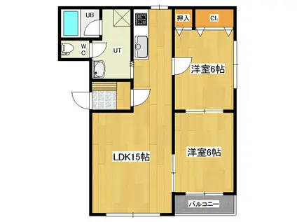 アペックスコート(2LDK/3階)の間取り写真