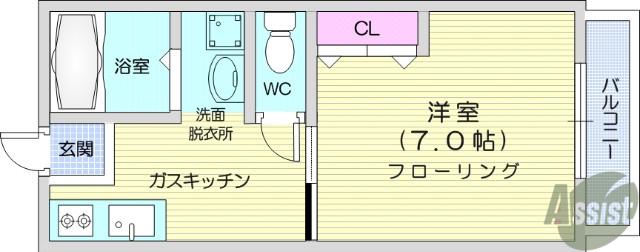 マサキハイツ(1DK/2階)の間取り写真