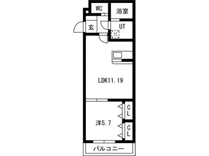 ポルトフィーノ長岡(1LDK/3階)の間取り写真
