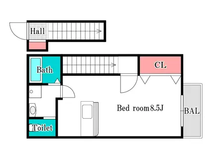 トスカ北方(1K/2階)の間取り写真